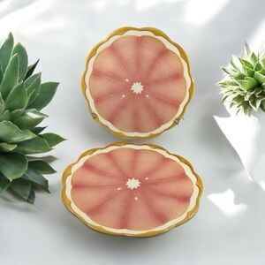 Vintage Lenwile Ardalt Pink Grapefruit Citrus Serveware Set of Two Plates